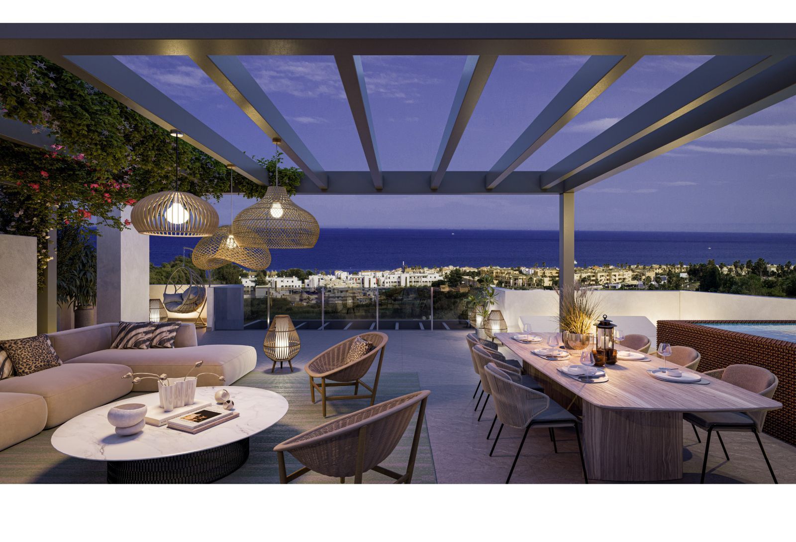 Alura Living: stilfuld terrasse med havudsigt.